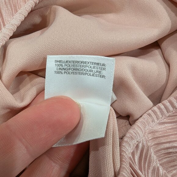 ANNE KLEIN Nwt Crinkled Satin Blush Dress 16 Sleeveless Waist Tie Midi Length - Picture 11 of 12